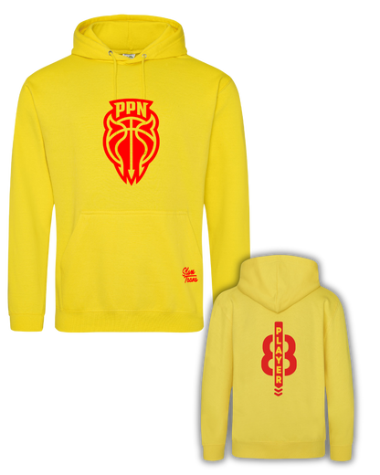 Sweat à capuche logo PPN jaune - 100 % coton - Personnalisable