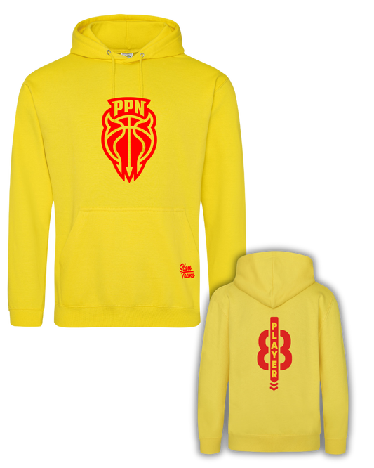 Sweat à capuche logo PPN jaune - 100 % coton - Personnalisable