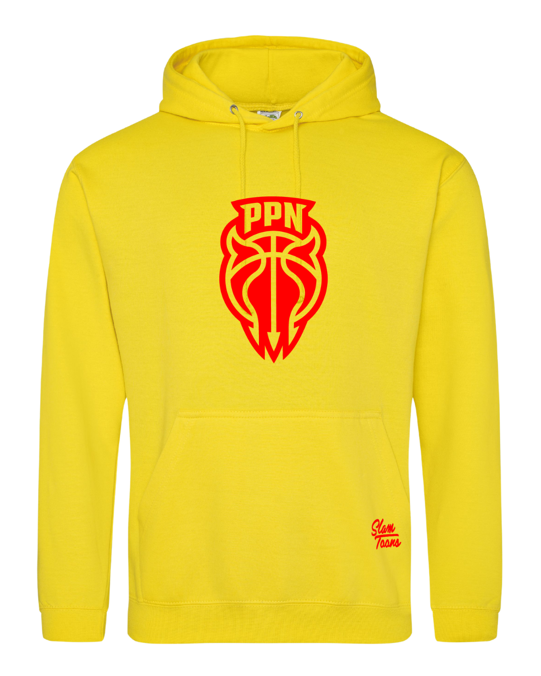 Sweat à capuche logo PPN jaune - 100 % coton - Personnalisable