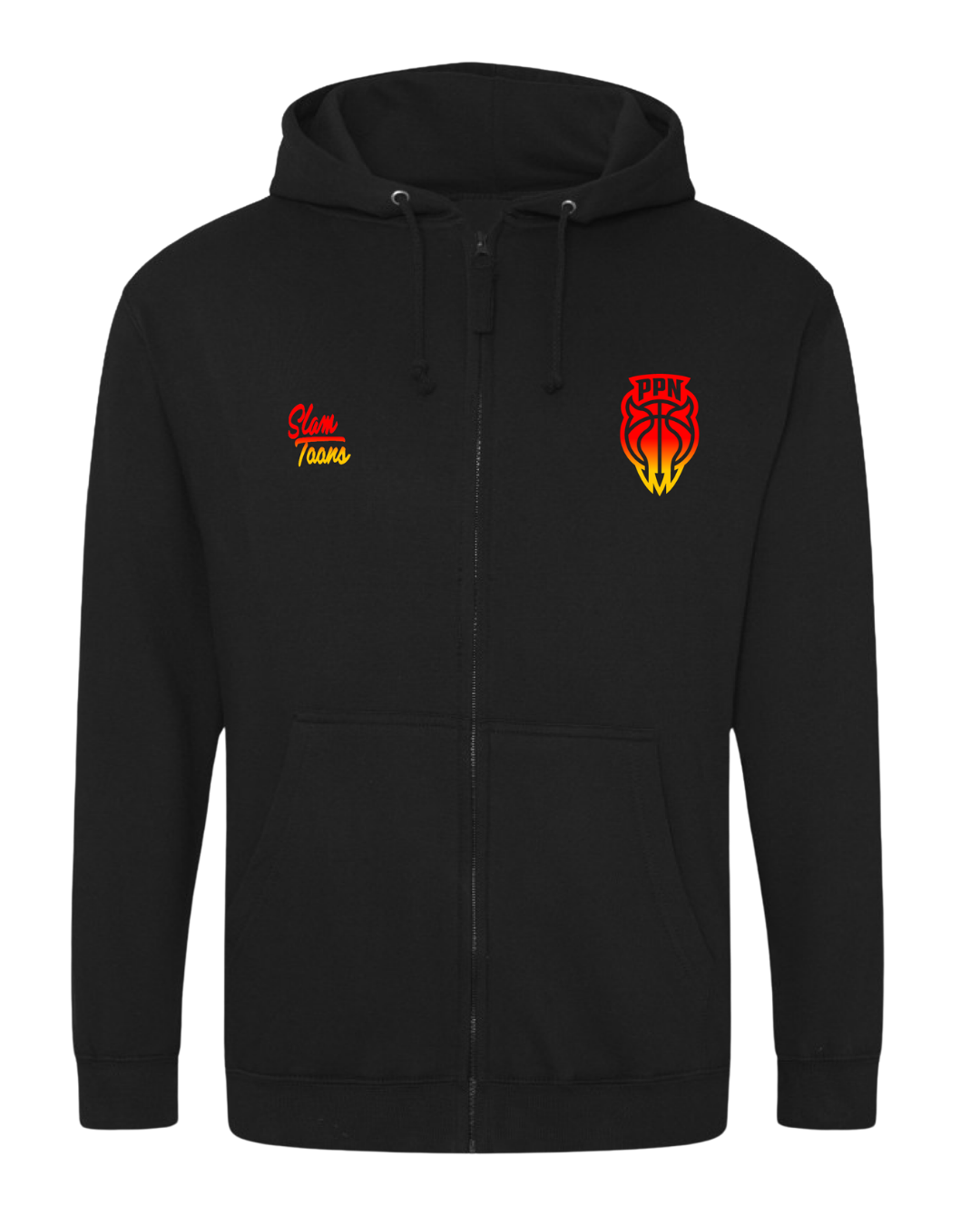 Sweat à capuche zippé PPN noir - 100 % coton - Personnalisable