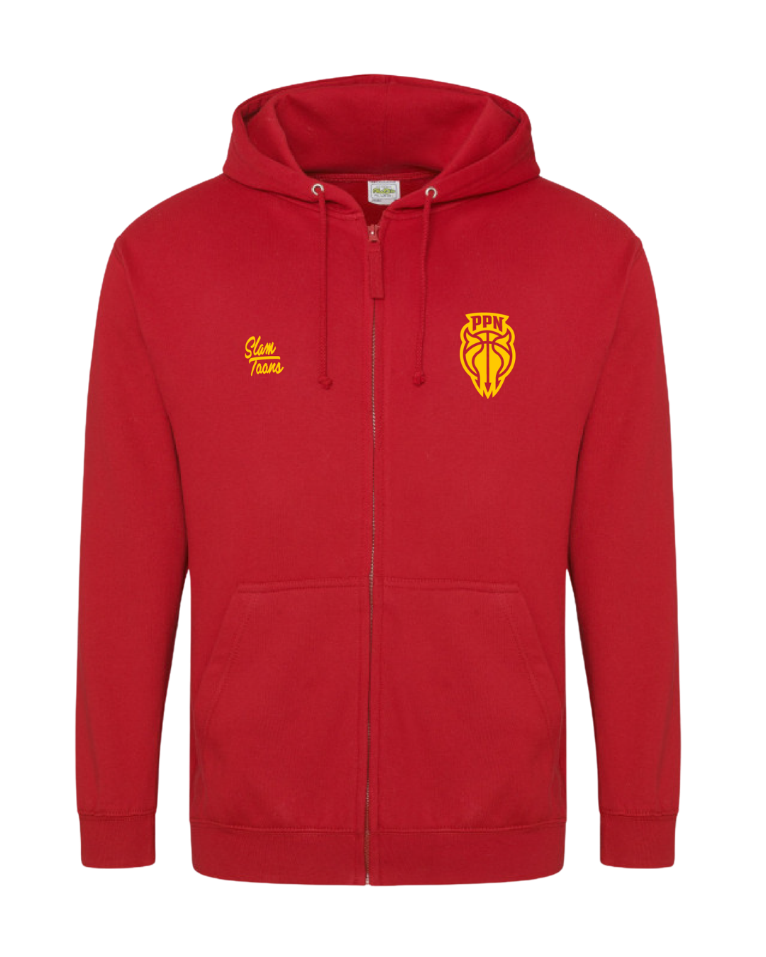 Sweat à capuche zippé PPN rouge - 100 % coton - Personnalisable