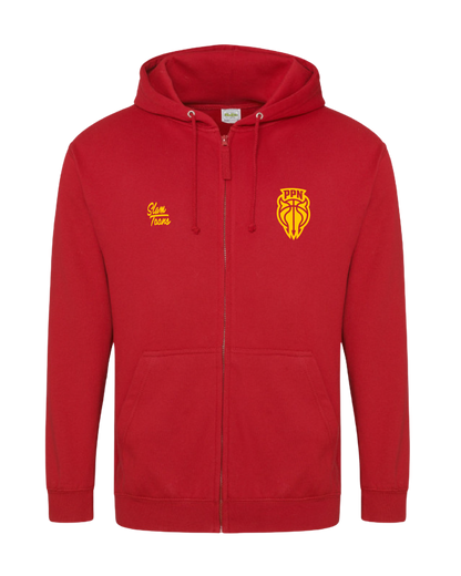 Sweat à capuche zippé PPN rouge - 100 % coton - Personnalisable