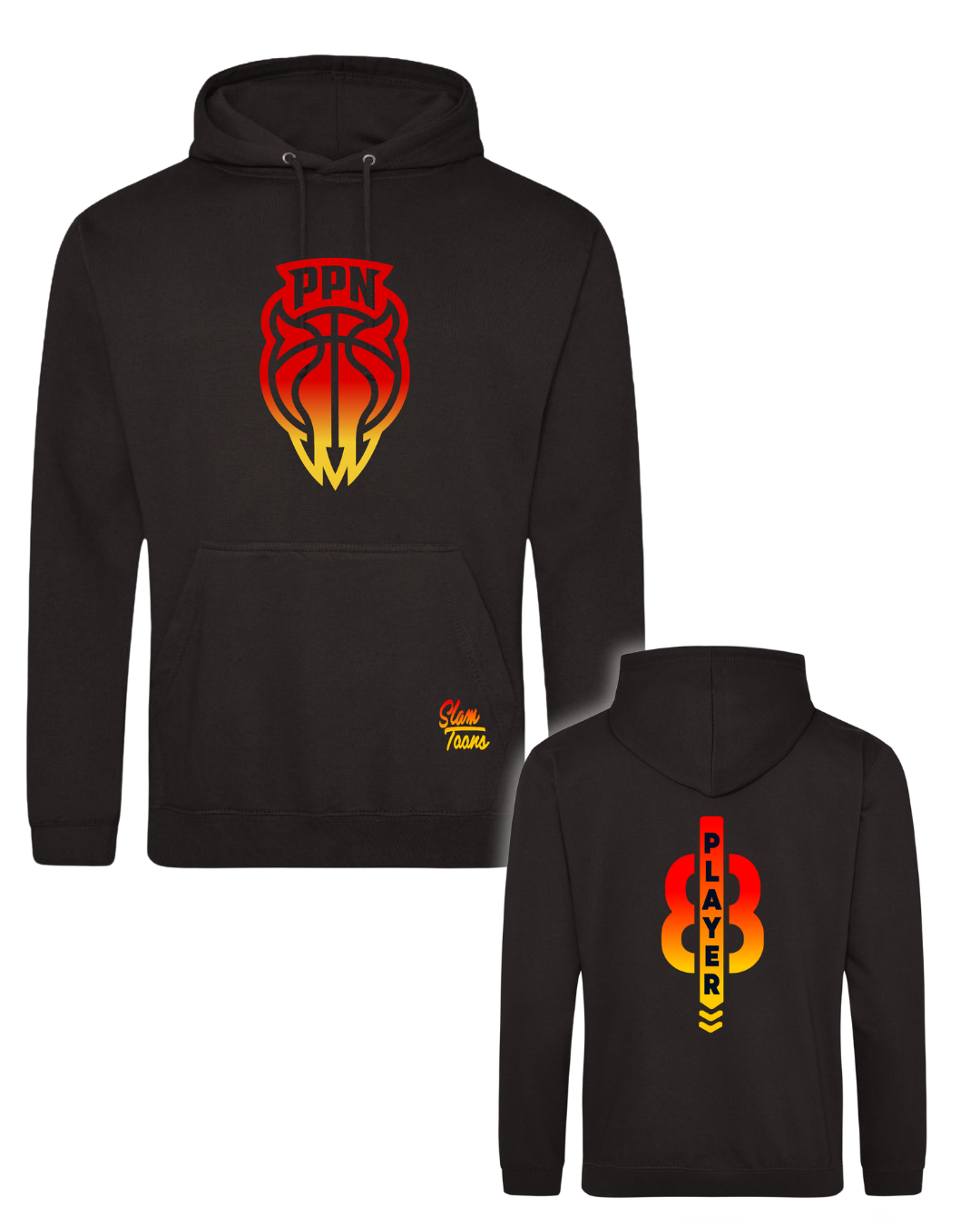 Sweat à capuche logo PPN noir - 100 % coton - Personnalisable