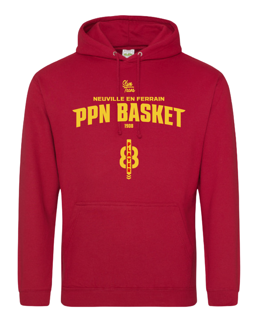 Sweat à capuche PPN Basket - 100 % coton - Personnalisable