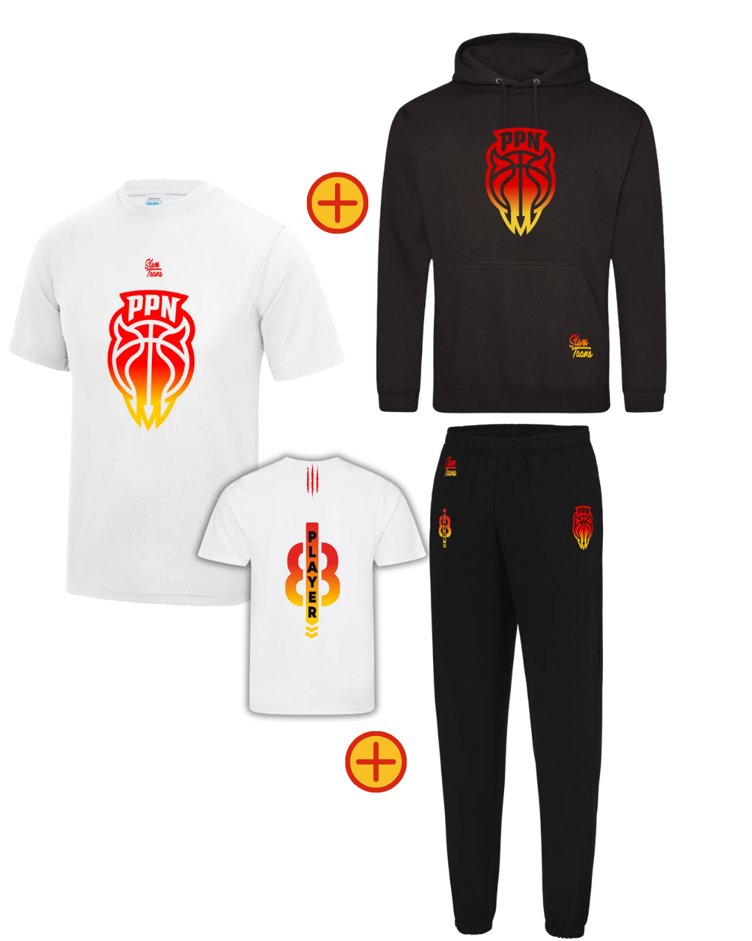 Pack PPN Player - t-shirt blanc, hoodie noir et jogging noir