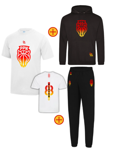 Pack PPN Player - t-shirt blanc, hoodie noir et jogging noir