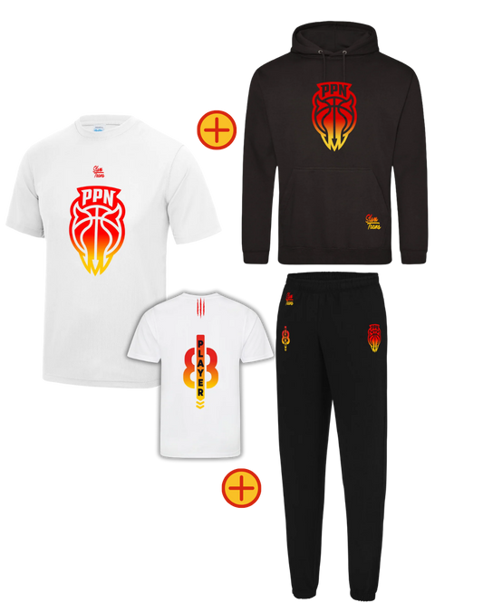 Pack PPN Player - t-shirt blanc, hoodie noir et jogging noir